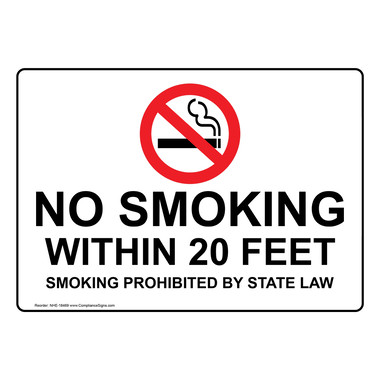 No Smoking X Feet Sign - No Smoking Within 20 Feet Smoking
