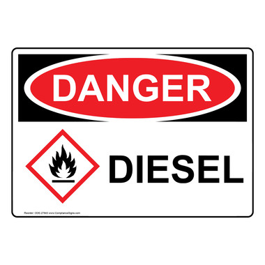 thumbnail image 2 of OSHA/ANSI Diesel Fuel Danger Decal Sticker – 7x5 Inches Aluminum 2 of 6
