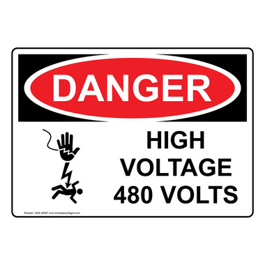 480 Volts Danger Labels Radioactive Stickers 480 Volts Safety Label