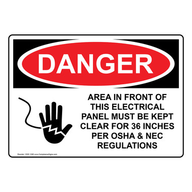 OSHA Sign - DANGER Electrical Panel Keep Clear Sign - Electrical
