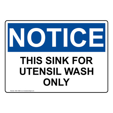 V6FOOD0074 VAT Invoice Supplied Utensil Wash Only Sign 
