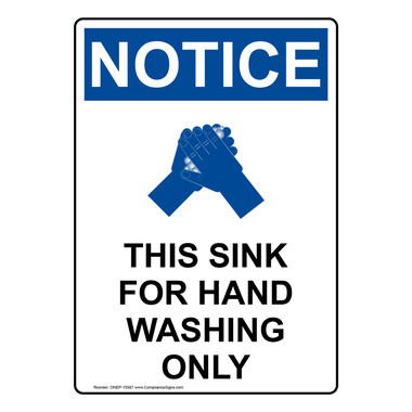 ohnosan@ページ Vertical This Sink For Hand Sign - OSHA NOTICE