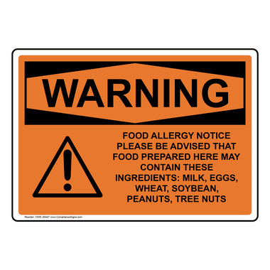 OSHA WARNING Food Allergy Notice Please Be Sign With Symbol OWE-30447
