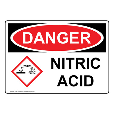 Danger: Acid Sign - OSHA, 14 x 10 Vinyl Permanent Adhesive (.0034)
