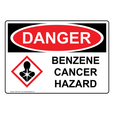 Benzene Cancer Hazard Sign ODE-27831 Hazmat Cancer Agent