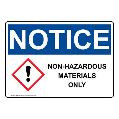 Non-Hazardous Materials Only Sign ONE-27877 Hazmat Hazardous