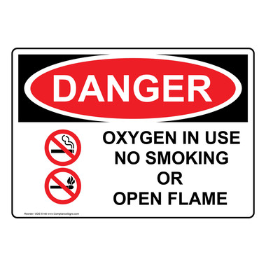 DANGER OXYGEN NO SMOKING NO OPEN FLAMES VARIOUS SIZES SIGN & STICKER OPTIONS 
