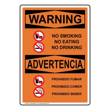 Prohibido Fumar, Comer O Beber En Esta Area Safety Sign SHMHSK592M