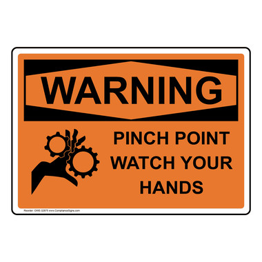 Danger Pinch Point OSHA Signs with Graphic