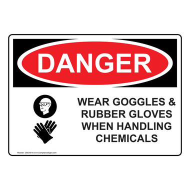 ANSI Aluminum METAL Sign Wear Goggles & Rubber Gloves Warning OSHA 