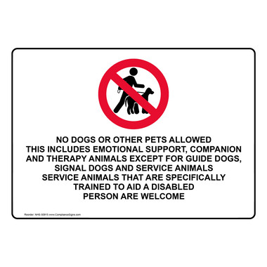 No Dogs Or Other Pets Allowed This Sign With Symbol NHE-50915