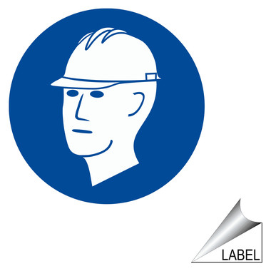 PPE - Hard Hat Hard Hat Symbol Label / Sticker - Reflective Blue