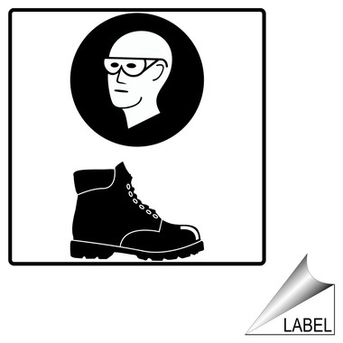 Safety Glasses Safety Shoes Symbol Label LABEL-SYM-26-36-R PPE