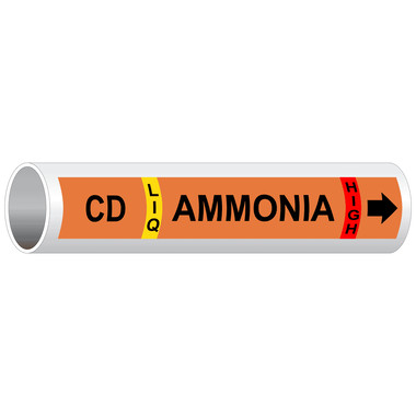Orange CD LIQ Ammonia High [Condenser Drain] Pipe Marking Label PIPE-50825