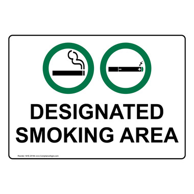 smoking 広告用看板 クラブ及び娯楽場所等 オーダーメイド White Designated Smoking Area Sign With Symbol - 6 Sizes