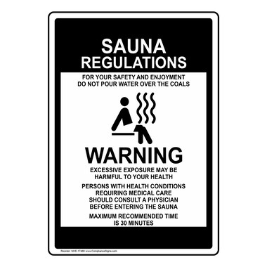 White Vertical Sign - Sauna Regulations For Your Safety Sign