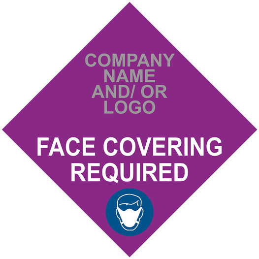 Purple Face Covering Required Diamond Floor Label with Company Name and / or Logo CS113933