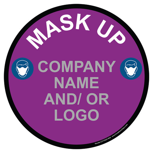 Purple Mask Up Round Floor Label with Company Name and / or Logo CS773929