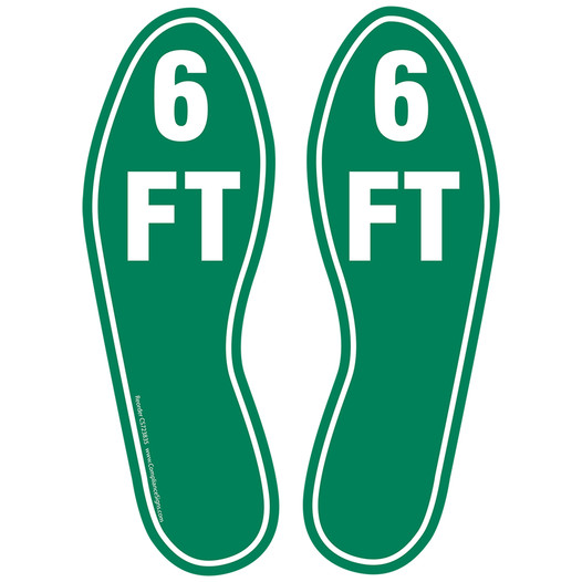 6 FT Graphic [Set Of Foot Prints] Green Floor Label, 12 in. (cut to shape) Vinyl