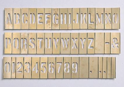 3" Brass Interlocking Letter and Number Stencil 45 Piece Set 10BS45-3