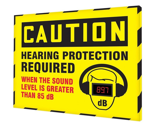 30 x 36 Caution Decibel Meter Sign - Hearing Protection Required
