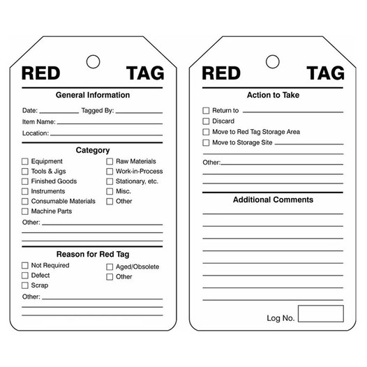 5S ISO Red Tags 25 pk