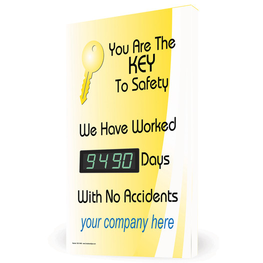 You Are The Key To Safety Digital Safety Scoreboard, 28x20 in. Aluminum