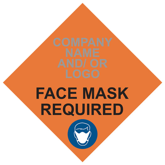 Orange Face Mask Required Diamond Floor Label with Company Name and / or Logo CS269782