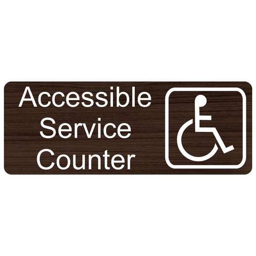 Kona Engraved Accessible Service Counter Sign with Symbol EGRE-17822-SYM_White_on_Kona