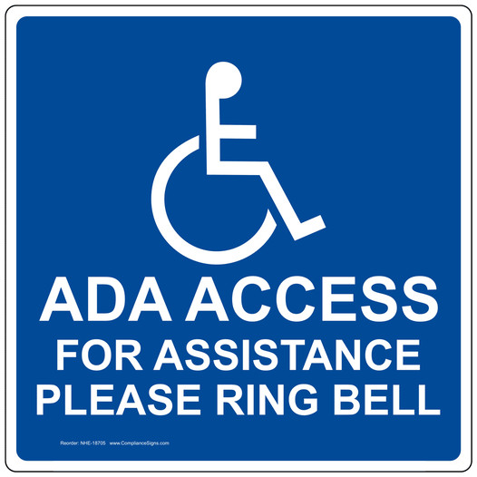 ADA Access For Assistance Please Ring Bell Sign With Symbol NHE-18705