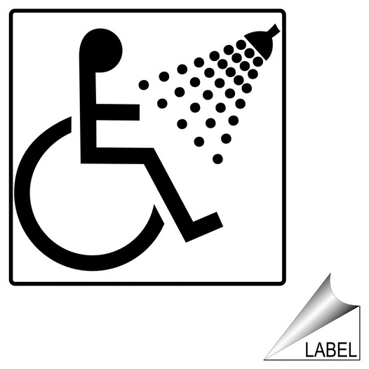 ADA Accessible Shower Label LABEL-SYM-73-a Handicap Assistance