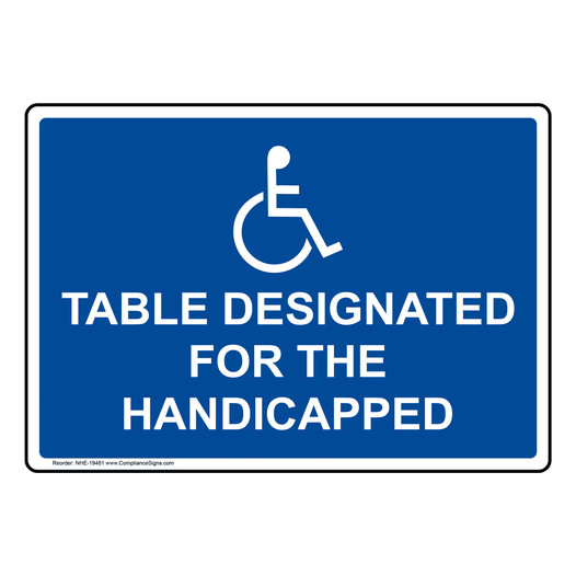 ADA Designated Accessible Table Sign With Symbol