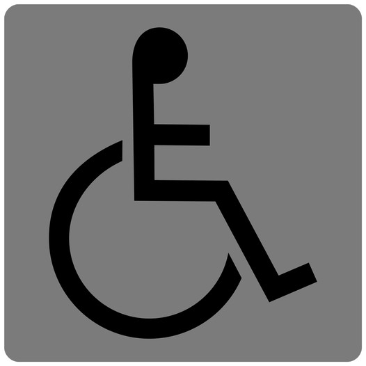 Gray ADA Wheelchair Accessible Symbol Tactile Sign NHE-1_Black_on_Gray
