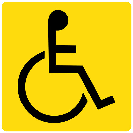 Yellow ADA Wheelchair Accessible Symbol Tactile Sign NHE-1_Black_on_Yellow