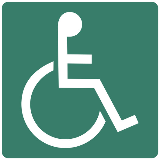 Pine Green ADA Wheelchair Accessible Symbol Tactile Sign NHE-1_White_on_PineGreen