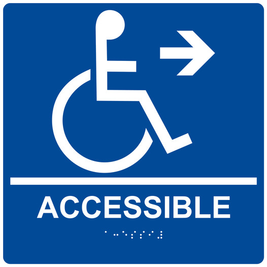 Square Blue ADA Braille ACCESSIBLE Right Sign - RRE-14756-99_White_on_Blue