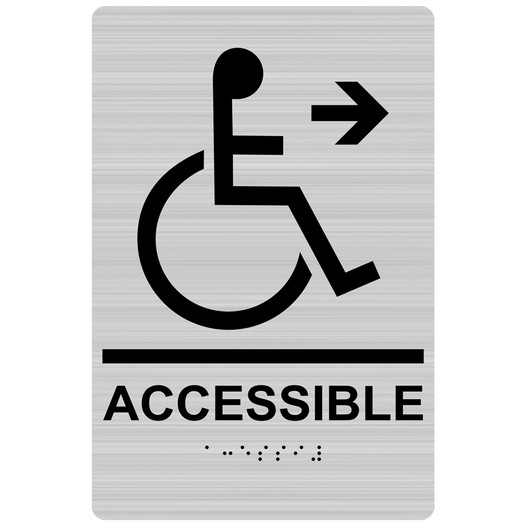 Brushed Silver ADA Braille ACCESSIBLE Right Sign RRE-14756_Black_on_BrushedSilver