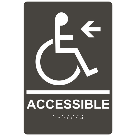 Charcoal Gray ADA Braille ACCESSIBLE Left Sign with Symbol RRE-14757_White_on_CharcoalGray