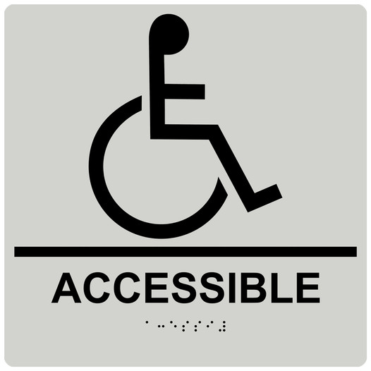 Square Pearl Gray ADA Braille ACCESSIBLE Sign - RRE-190-99_Black_on_PearlGray