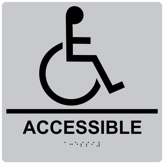Square Silver ADA Braille ACCESSIBLE Sign - RRE-190-99_Black_on_Silver