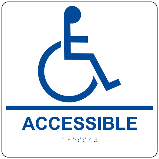 Square White ADA Braille ACCESSIBLE Sign - RRE-190-99_Blue_on_White