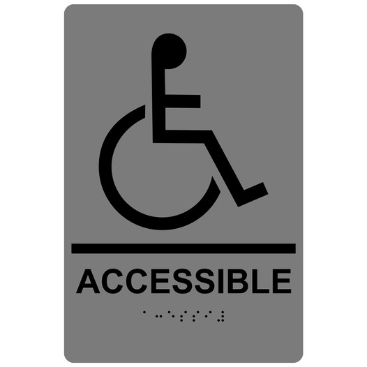 Gray ADA Braille ACCESSIBLE Sign with Symbol RRE-190_Black_on_Gray
