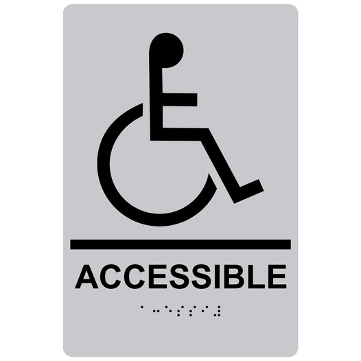 Silver ADA Braille ACCESSIBLE Sign with Symbol RRE-190_Black_on_Silver