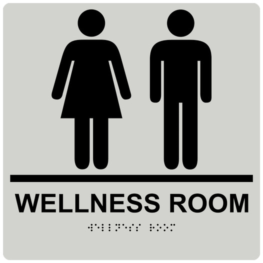 Square Pearl Gray ADA Braille Unisex WELLNESS ROOM Sign RRE-50820-99-Black_on_PearlGray