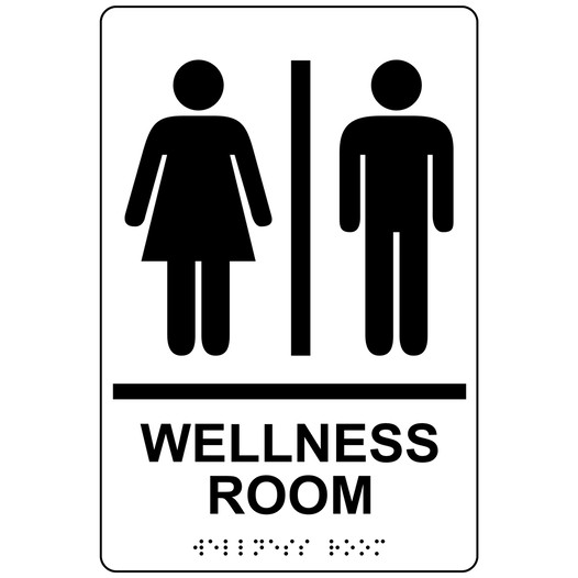 White ADA Braille WELLNESS ROOM Sign with Symbol RRE-50820-Black_on_White