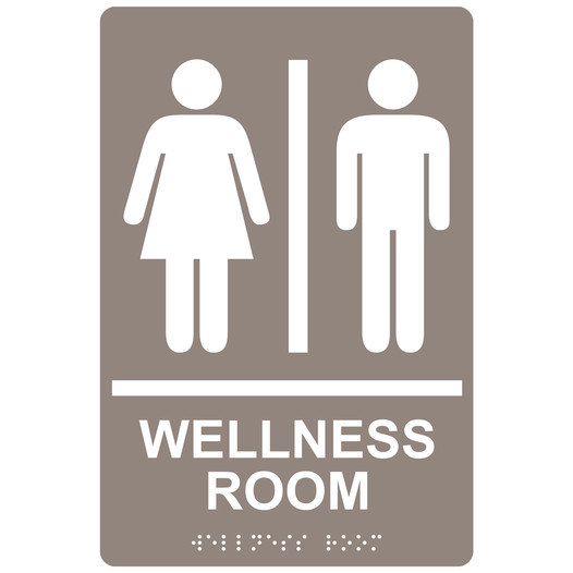 Taupe ADA Braille WELLNESS ROOM Sign with Symbol RRE-50820-White_on_Taupe