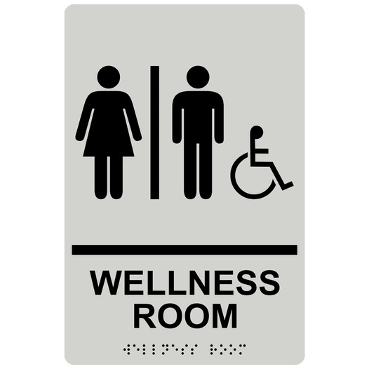 Pearl Gray ADA Braille Accessible WELLNESS ROOM Sign with Symbol RRE-50821-Black_on_PearlGray