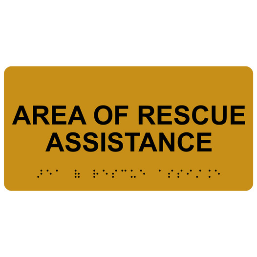 ADA Area Of Rescue Assistance Braille Sign RSME-257_BLKonGLD