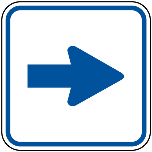 Directional Arrow Blue on White Sign PKE-13496
