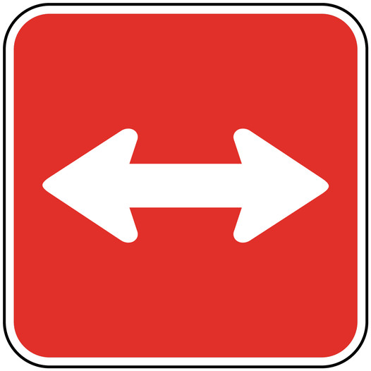 Dual Directional Arrow White on Red Sign PKE-13509 Directional